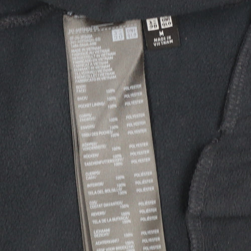 Uniqlo Women's Black Fleece Mid-Length Button Coat Size M