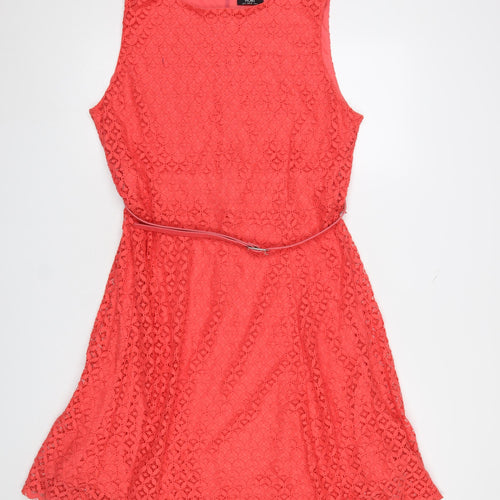 Wallis Women’s Pink Lace A-Line Sleeveless Knee Length Dress UK 16