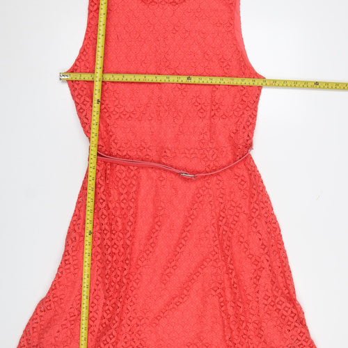 Wallis Women’s Pink Lace A-Line Sleeveless Knee Length Dress UK 16