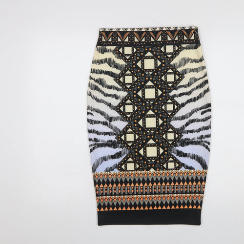River Island Womens Multicoloured Geometric Stretch Pencil Skirt Size 8