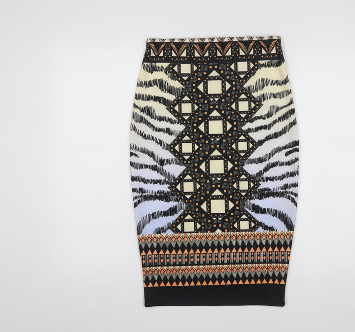 River Island Womens Multicoloured Geometric Stretch Pencil Skirt Size 8