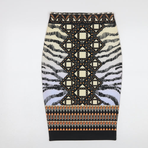 River Island Womens Multicoloured Geometric Stretch Pencil Skirt Size 8