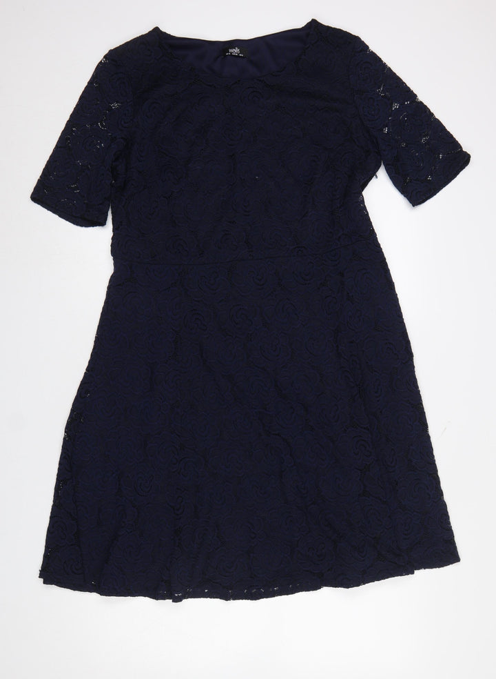 Wallis Women’s Blue Lace A-Line Knee Length Dress Size 18