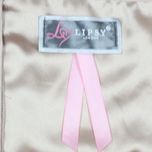 Lipsy Women’s Beige One Shoulder Ruched Bodycon Dress Size 8