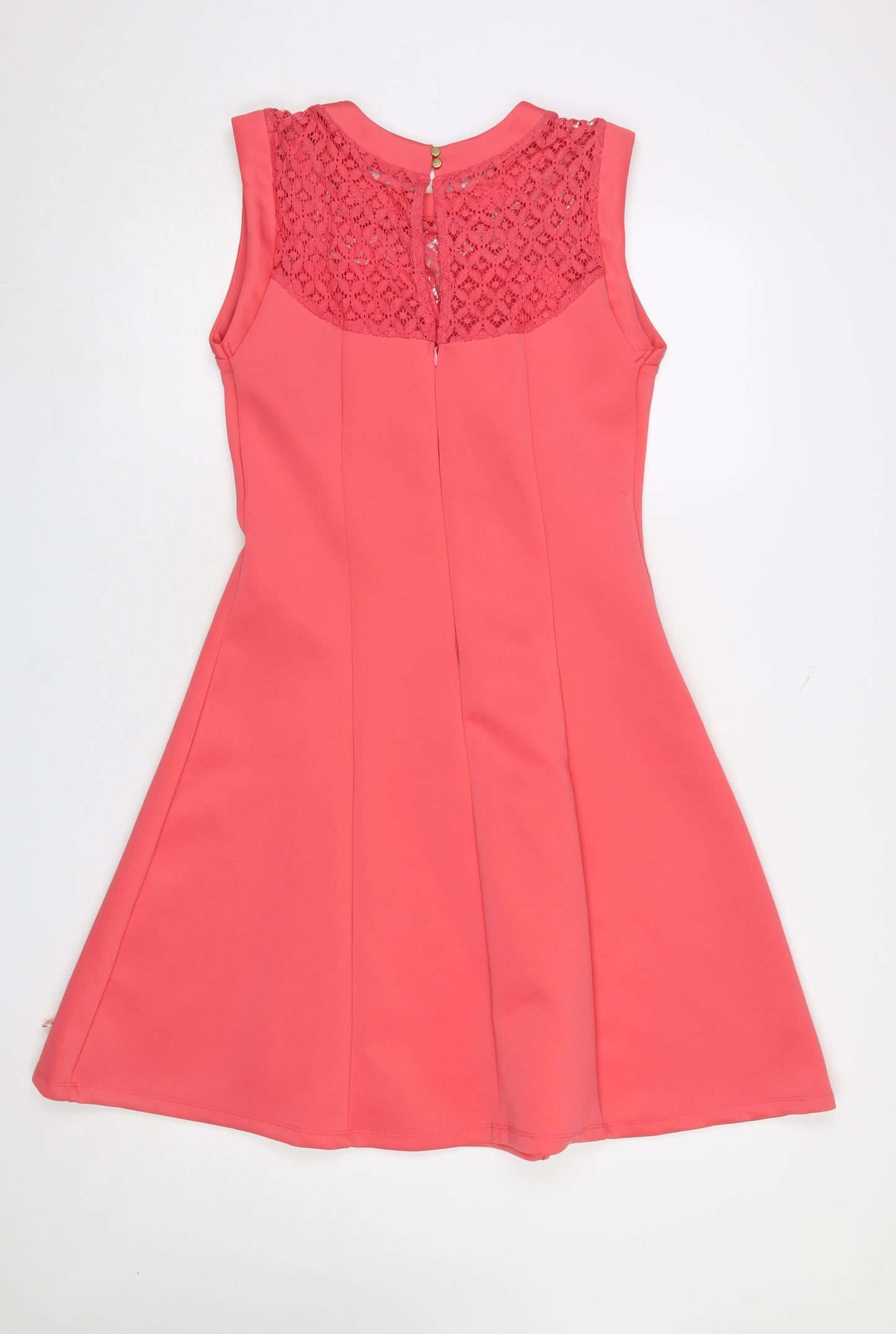 Rant & Rave Women's Pink Sleeveless A-Line Lace Trim Dress Size 12