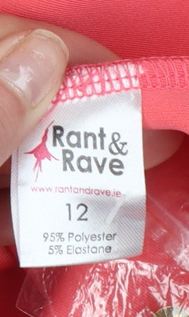 Rant & Rave Women's Pink Sleeveless A-Line Lace Trim Dress Size 12