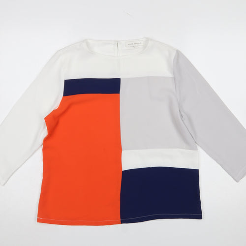 Marc Angelo Women's Multicoloured Colourblock 3/4 Sleeve Blouse Size P
