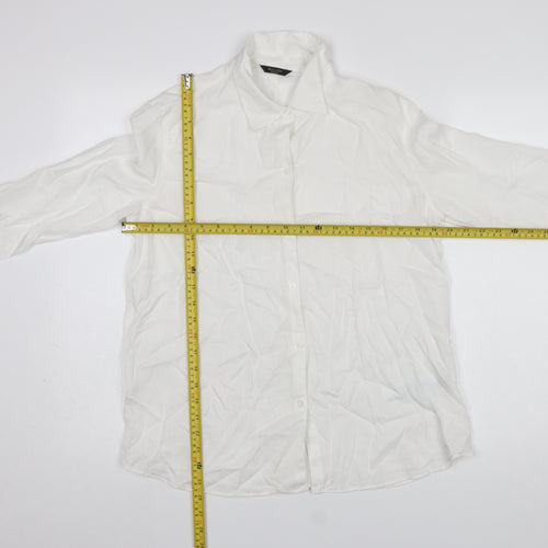 Massimo Dutti Women's White Button-Up Lyocell Shirt Size 10