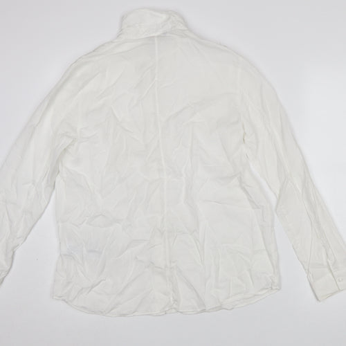 Massimo Dutti Women's White Button-Up Lyocell Shirt Size 10