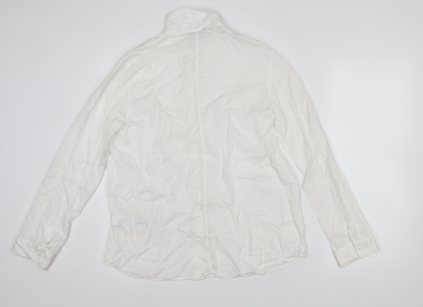 Massimo Dutti Women's White Button-Up Lyocell Shirt Size 10