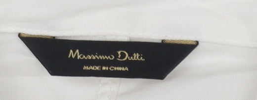 Massimo Dutti Women's White Button-Up Lyocell Shirt Size 10