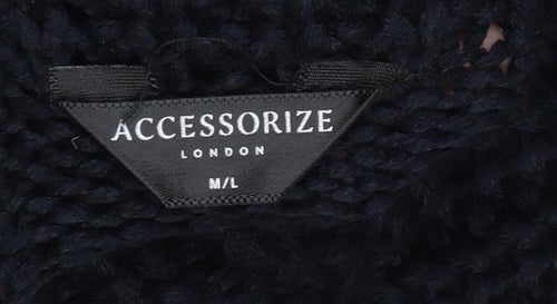 Accessorize Women Black Knit Cowl Snood Shawl M/L Winter Wool Blend