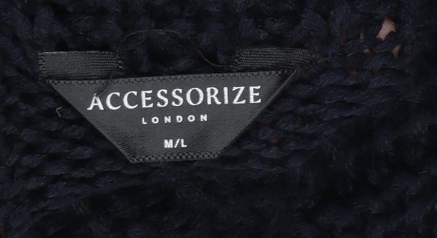 Accessorize Women Black Knit Cowl Snood Shawl M/L Winter Wool Blend