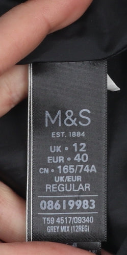 Marks and Spencer Women's Grey Check Button Front A-Line Skirt Size 12