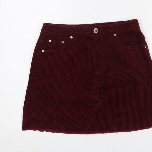 Miss Selfridge Women’s Red Corduroy Mini Skirt UK 8 Mid Rise