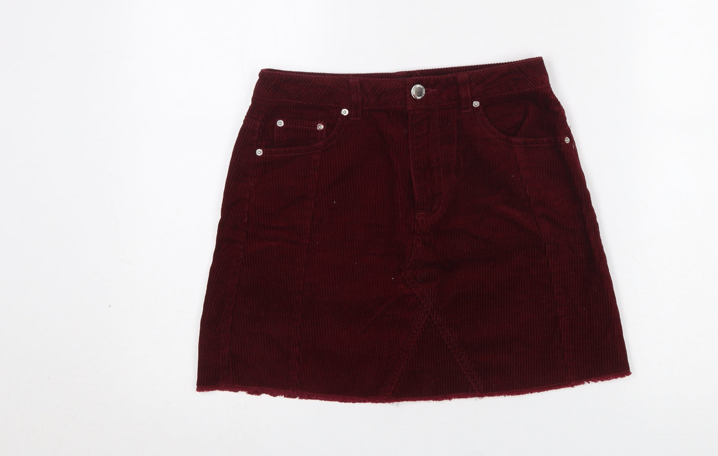 Miss Selfridge Women’s Red Corduroy Mini Skirt UK 8 Mid Rise