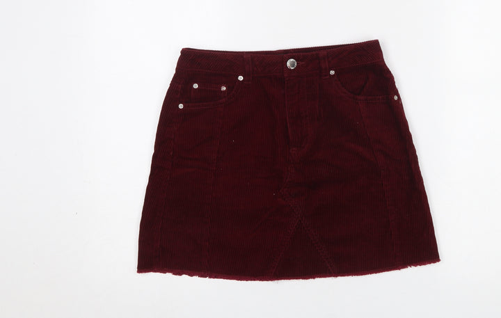 Miss Selfridge Women’s Red Corduroy Mini Skirt UK 8 Mid Rise