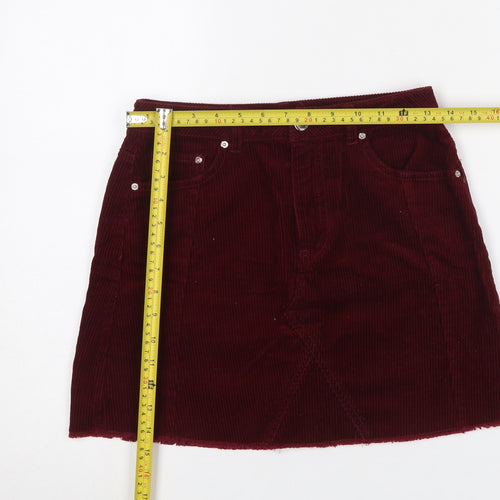 Miss Selfridge Women’s Red Corduroy Mini Skirt UK 8 Mid Rise