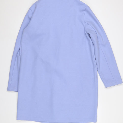 Dunnes Women Blue Mid-Length Overcoat Size L Polyester Button Front
