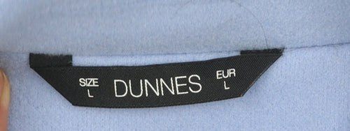 Dunnes Women Blue Mid-Length Overcoat Size L Polyester Button Front