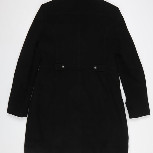 Great Plains Women Black Long Overcoat Lined Zip Coat Size L