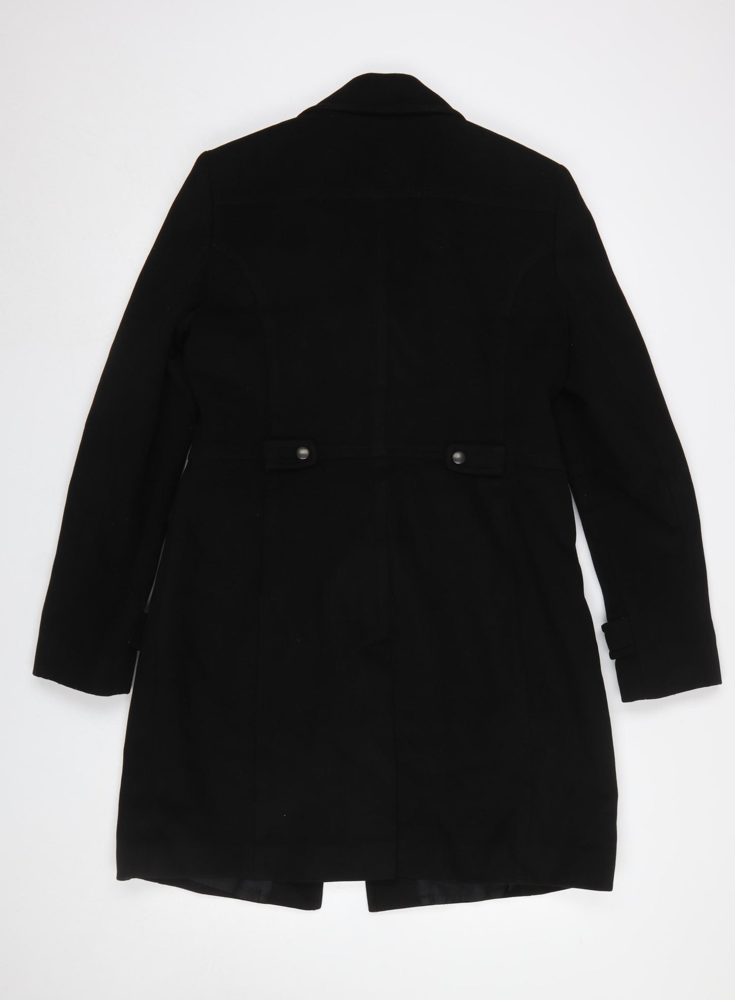 Great Plains Women Black Long Overcoat Lined Zip Coat Size L