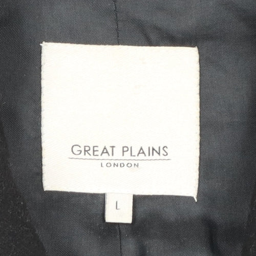 Great Plains Women Black Long Overcoat Lined Zip Coat Size L