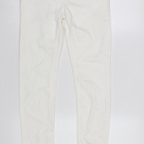 Primark Women White Skinny Jeans Size 6 High Rise Stretch Denim