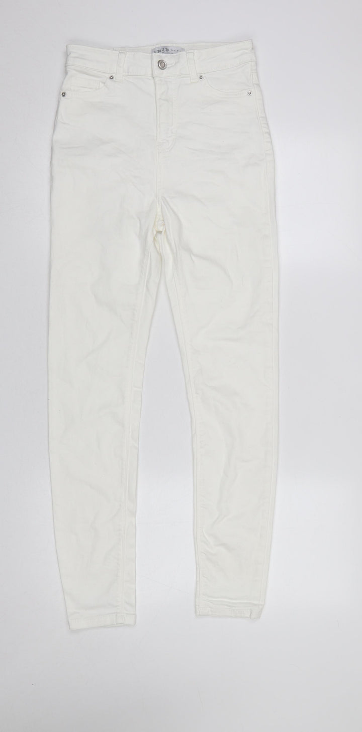 Primark Women White Skinny Jeans Size 6 High Rise Stretch Denim