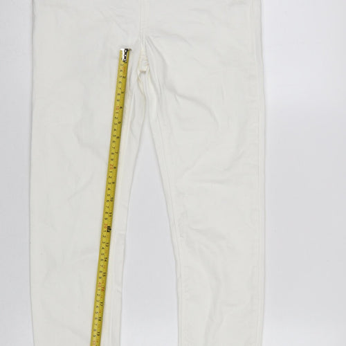 Primark Women White Skinny Jeans Size 6 High Rise Stretch Denim