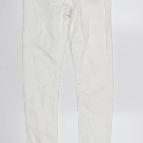 Primark Women White Skinny Jeans Size 6 High Rise Stretch Denim