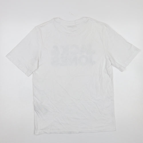 Jack & Jones Men's White Graphic Logo Cotton T-Shirt Size S