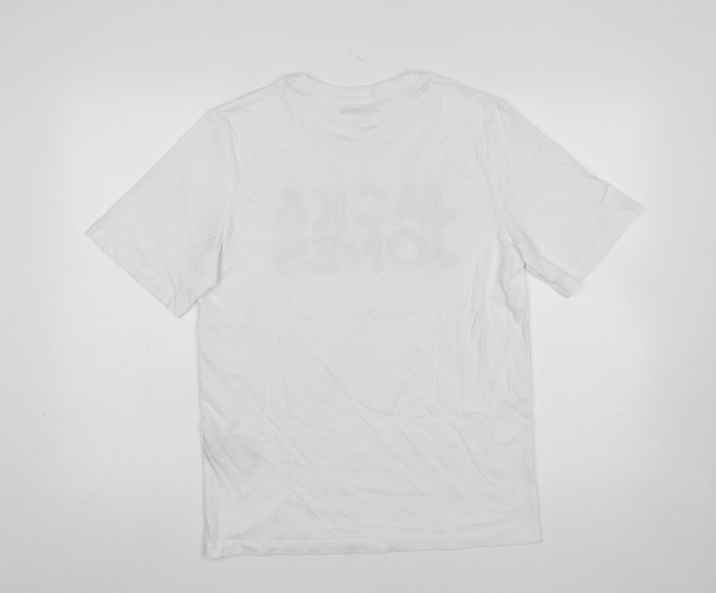 Jack & Jones Men's White Graphic Logo Cotton T-Shirt Size S