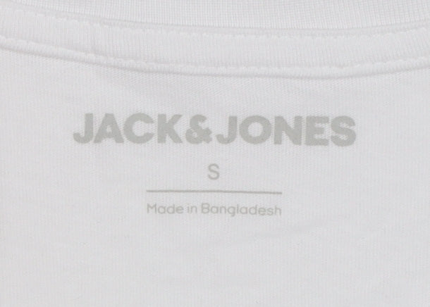 Jack & Jones Men's White Graphic Logo Cotton T-Shirt Size S