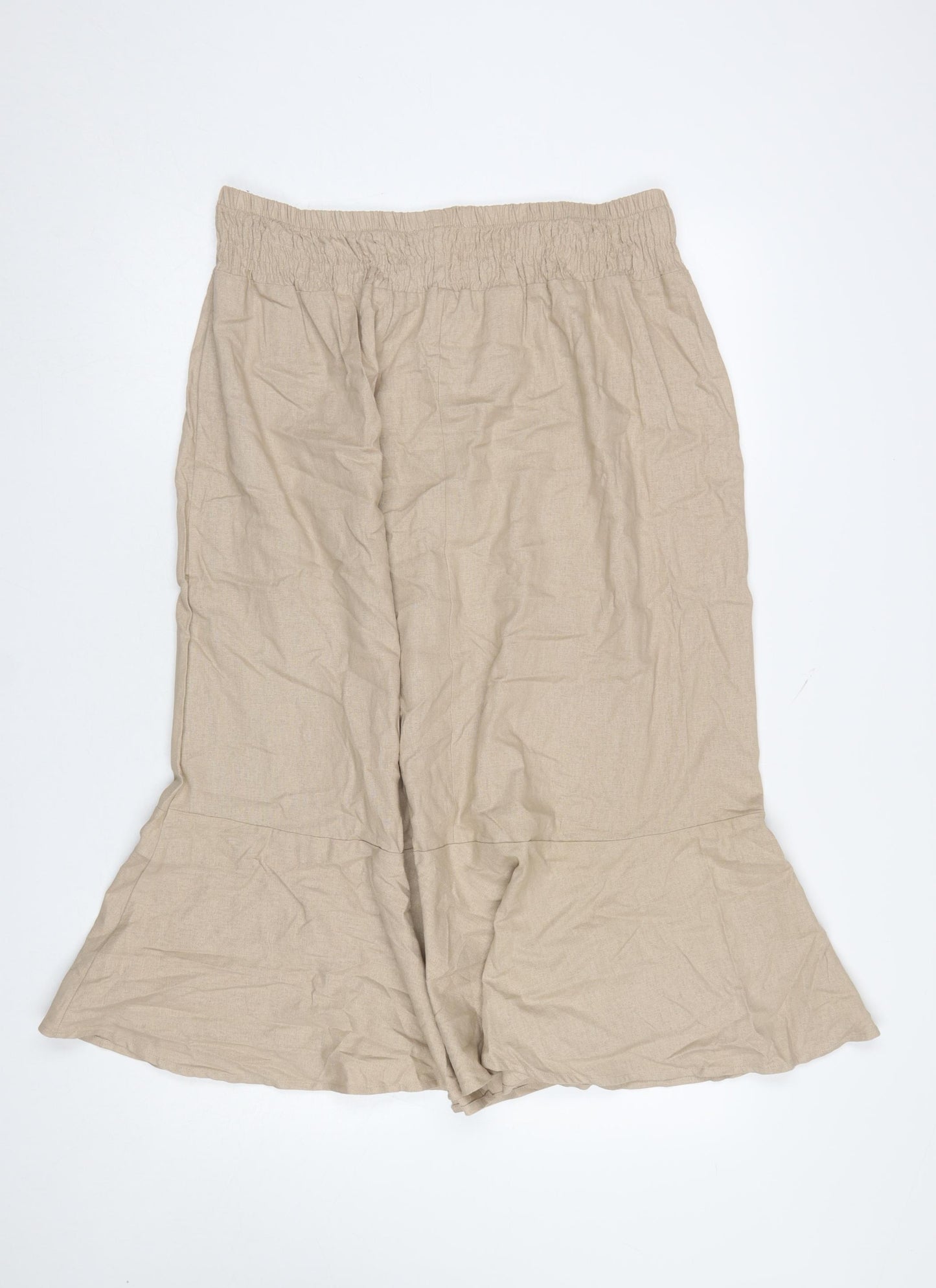 Gallery Women’s Beige Linen Midi Flared Button Skirt L