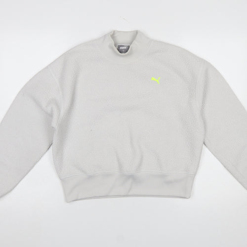 Puma Women Grey Fleece Pullover Sweatshirt Medium Polyester