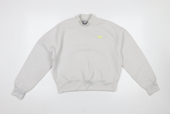 Puma Women Grey Fleece Pullover Sweatshirt Medium Polyester