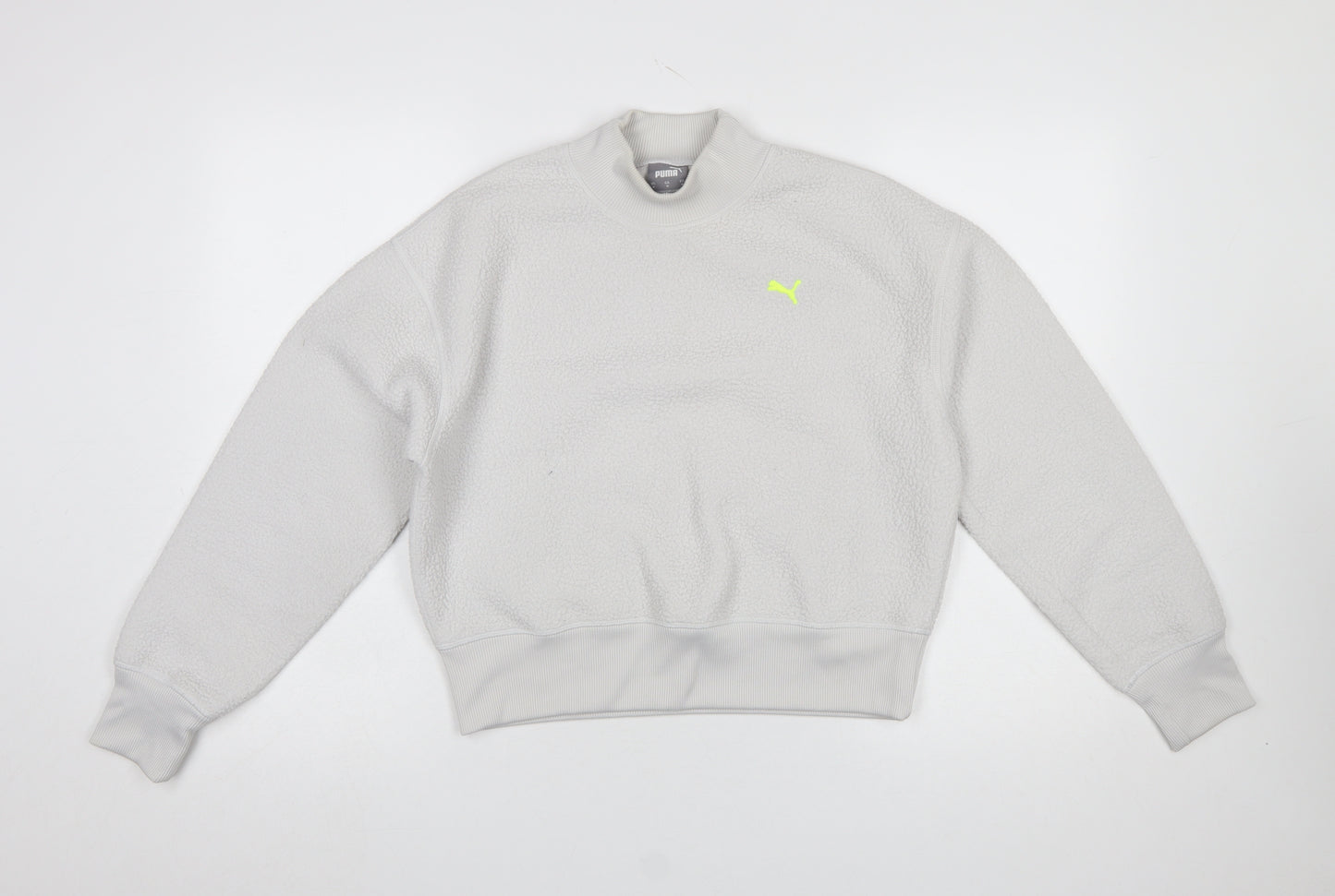Puma Women Grey Fleece Pullover Sweatshirt Medium Polyester