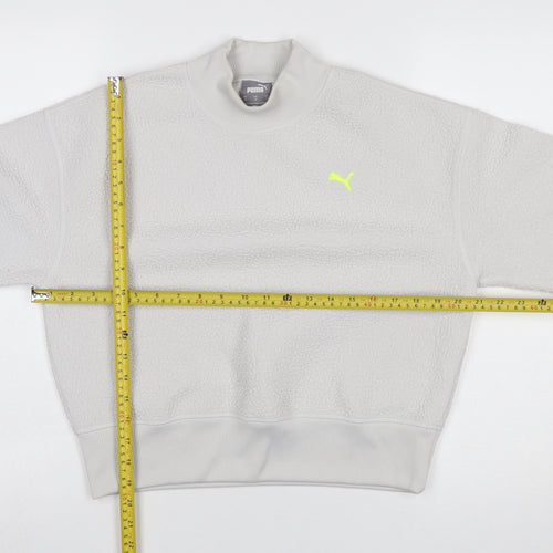 Puma Women Grey Fleece Pullover Sweatshirt Medium Polyester