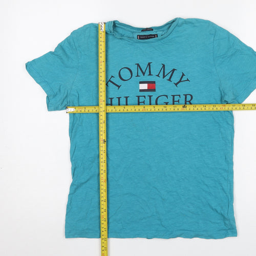 Tommy Hilfiger Boys Blue Cotton Logo T-Shirt Size 164 Short Sleeve
