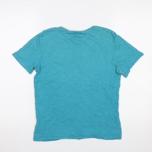 Tommy Hilfiger Boys Blue Cotton Logo T-Shirt Size 164 Short Sleeve