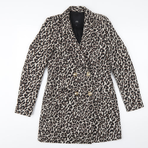 River Island Women Brown Leopard Print Blazer Size 6