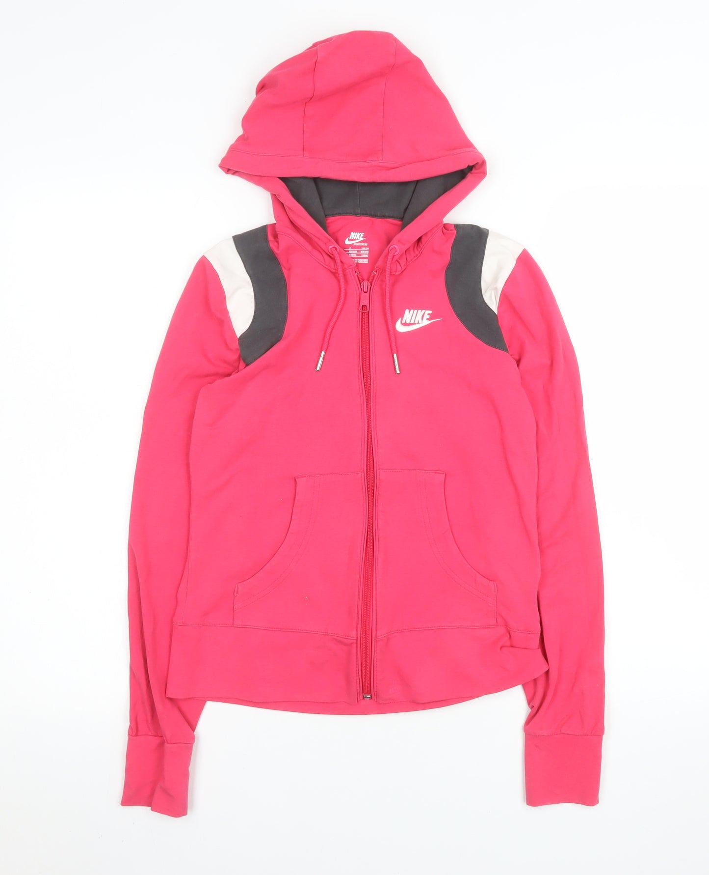 Nike Women's Pink Hooded Full Zip Cotton Blend Jacket Size S
