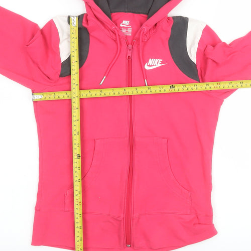 Nike Women's Pink Hooded Full Zip Cotton Blend Jacket Size S
