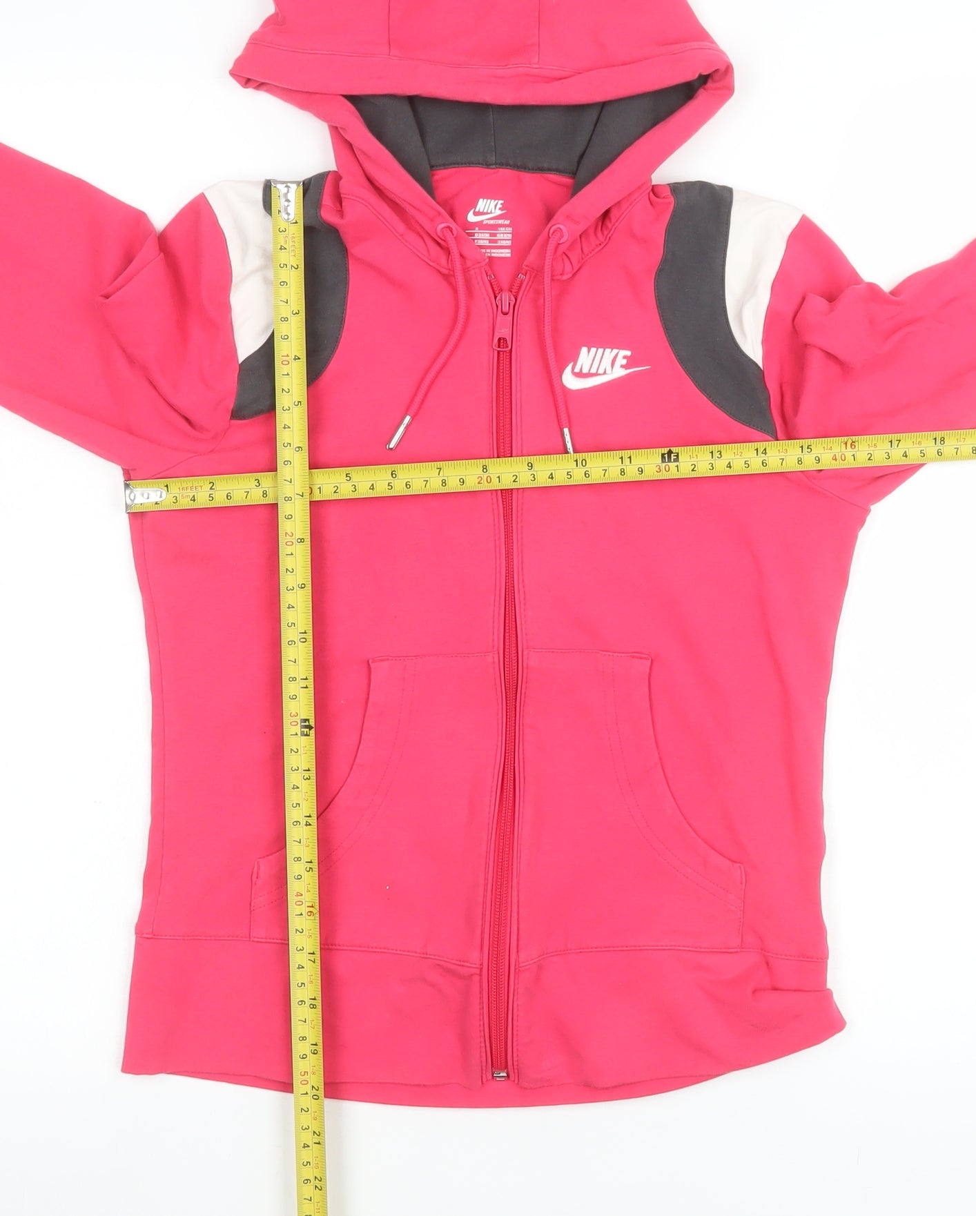 Nike Women's Pink Hooded Full Zip Cotton Blend Jacket Size S