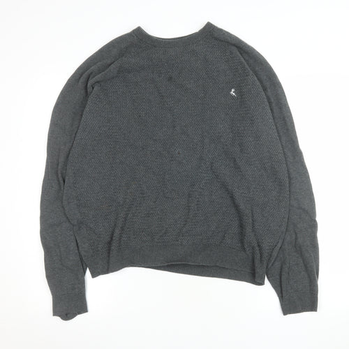 Holmes & Co Men’s Grey Cotton Knit Crew Neck Jumper XL