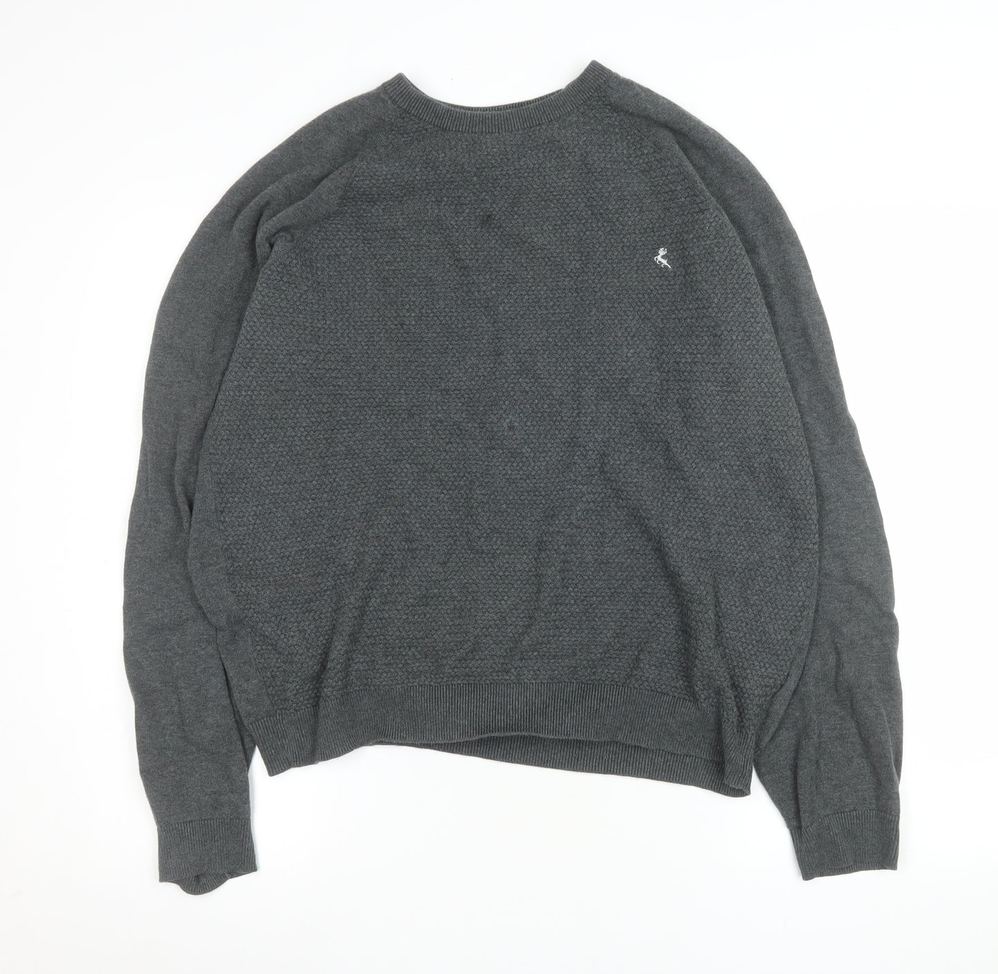 Holmes & Co Men’s Grey Cotton Knit Crew Neck Jumper XL