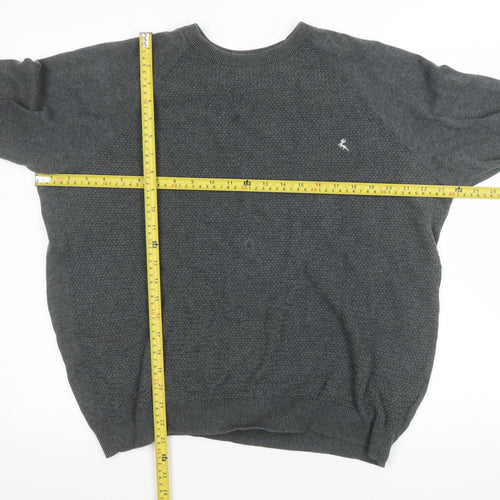 Holmes & Co Men’s Grey Cotton Knit Crew Neck Jumper XL