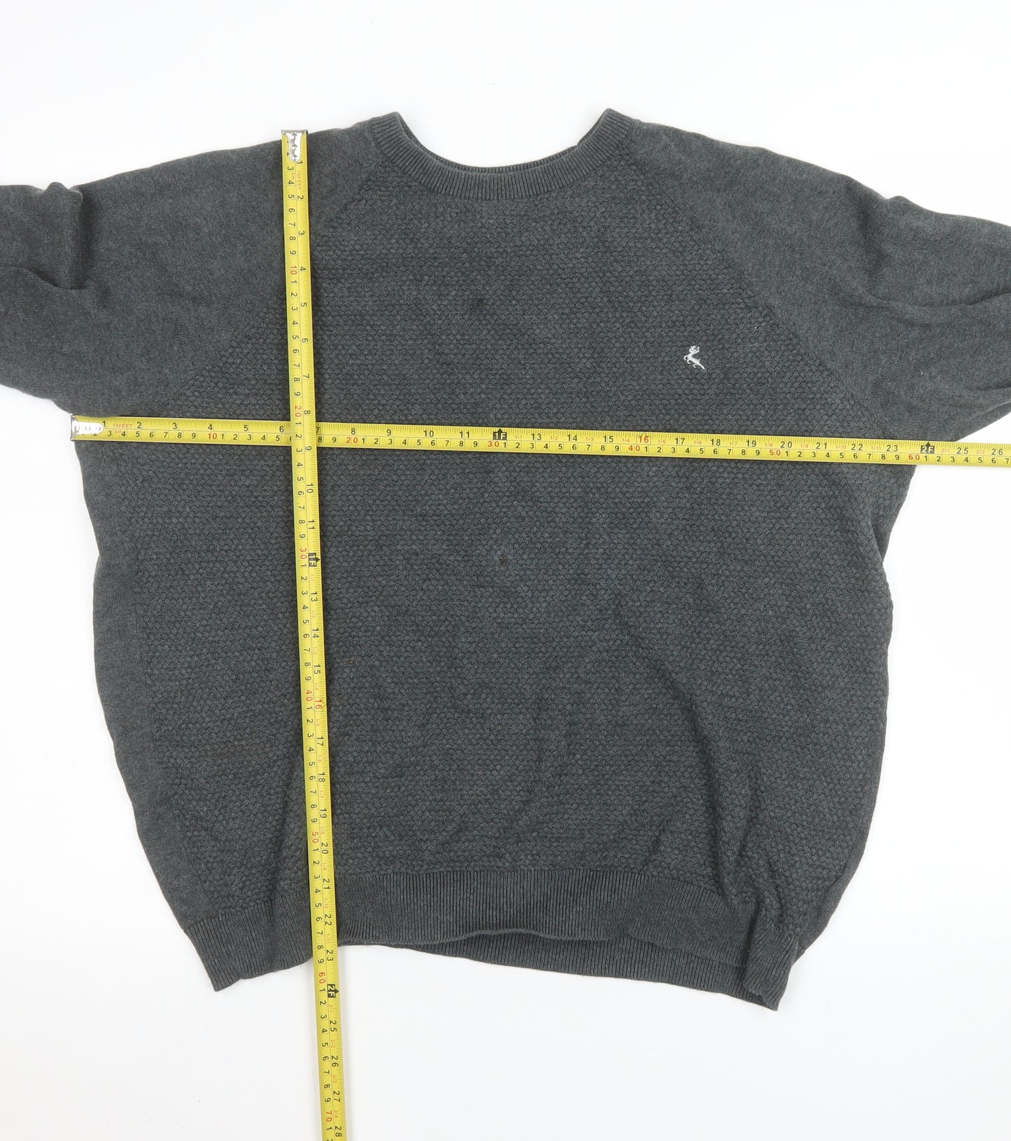Holmes & Co Men’s Grey Cotton Knit Crew Neck Jumper XL