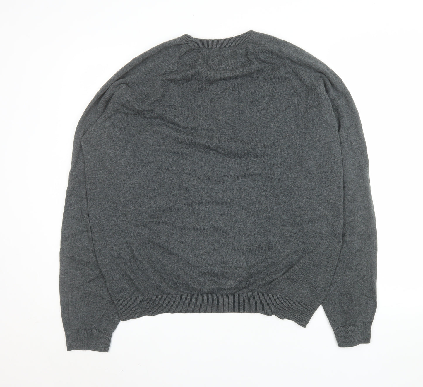 Holmes & Co Men’s Grey Cotton Knit Crew Neck Jumper XL